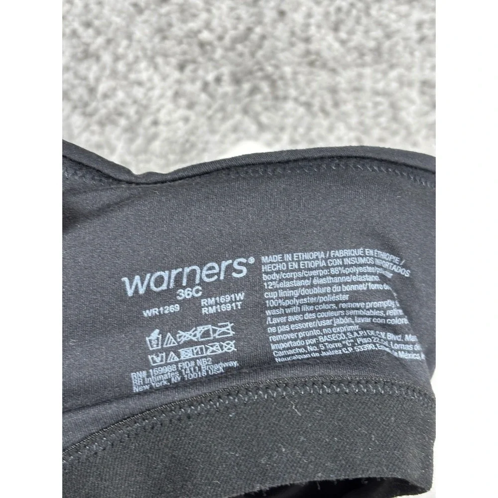 Warners Womens Black Wire-Free‎ Contour Bra 36C RM1691W RM1691T Comfort Wireless